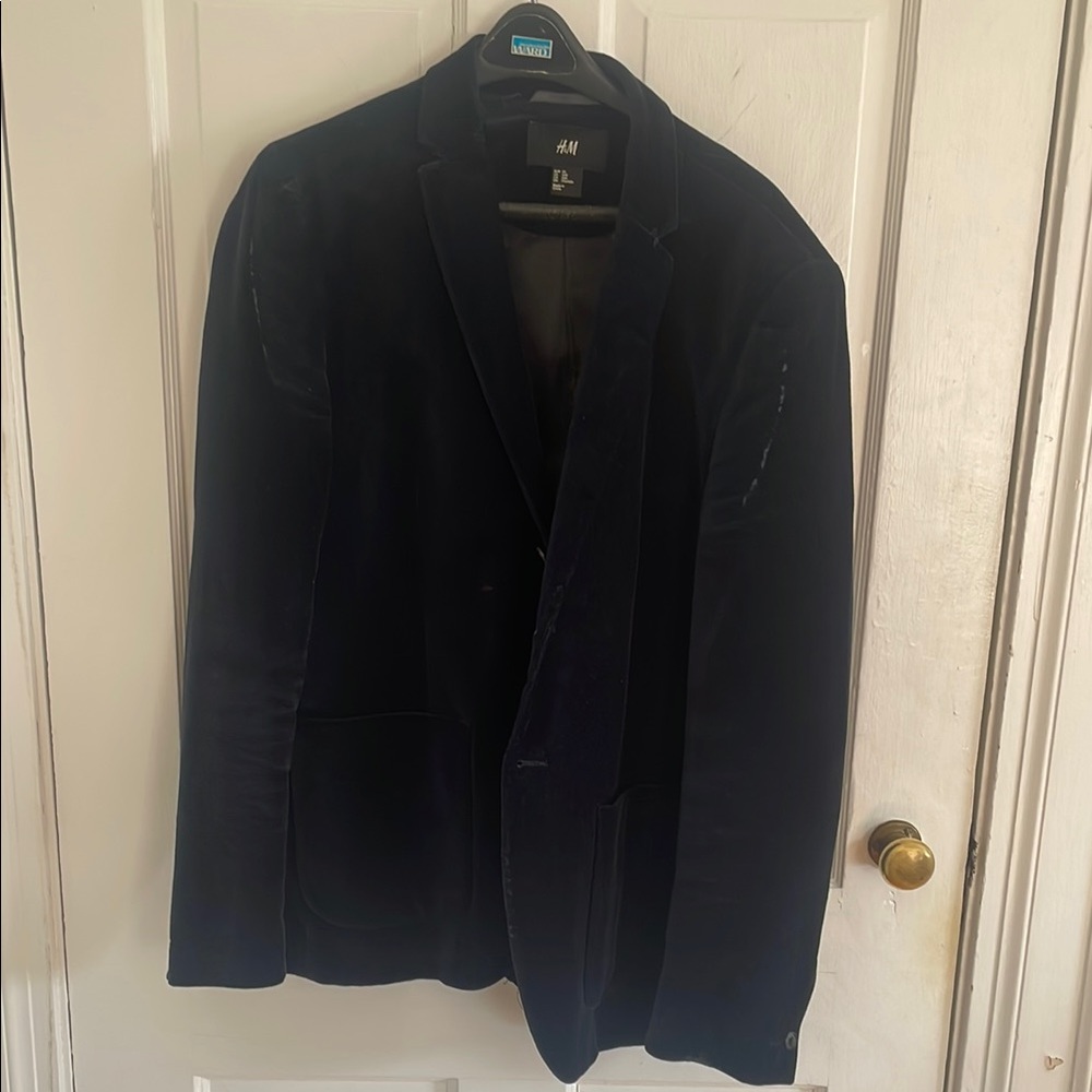 H&M Men's Navy Blue Velvet Blazer 36r - see photos